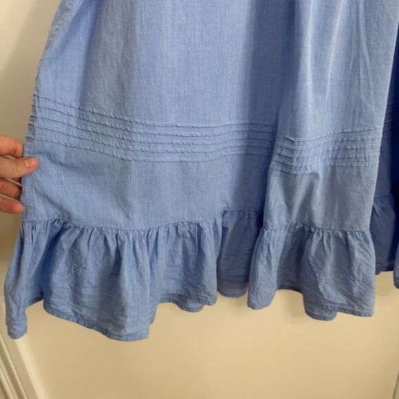Apiece Apart 100% Cotton Ruffled Hem Midi Dress - Light Blue | Size XS/S - Picture 3 of 9